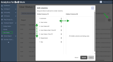 The Edit Columns dialog showing Visible and Hidden lists, with drag-and-drop options